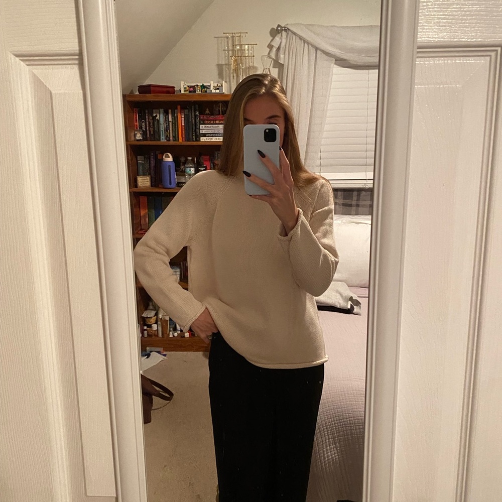 J Crew Cotton Roll Neck Sweater